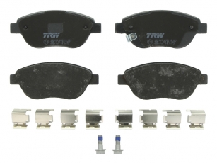 Купить GDB1701 TRW Тормозные колодки передние Fiat 500 (0.9, 1.2, 1.4, 1.6) с звуковым предупреждением износа